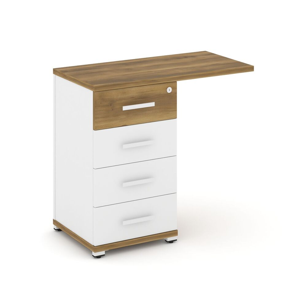 Тумба приставная узкая со свесом 4 ящика