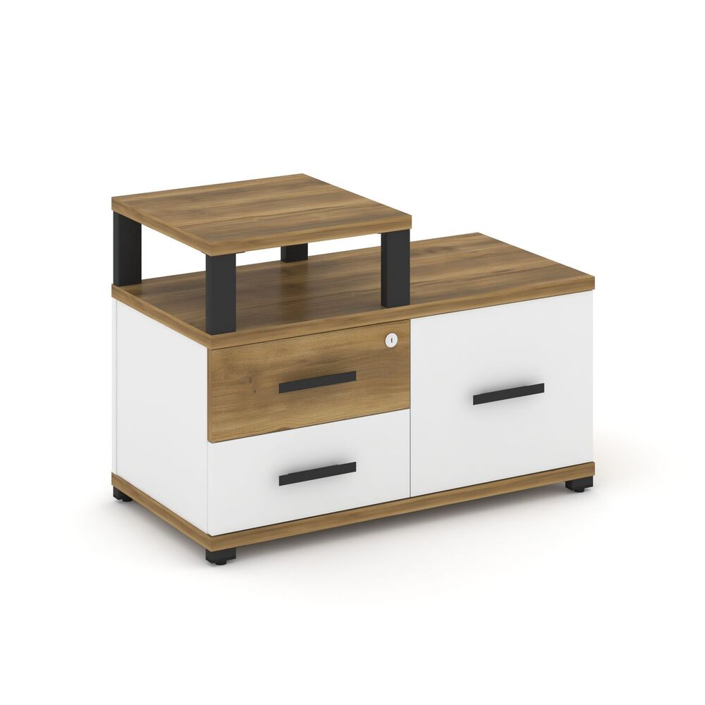 Тумба приставная широкая 2 ящика + 1 распашной фасад с надставкой узкой