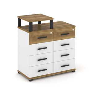 Тумба приставная широкая 8 ящиков с надставкой узкой