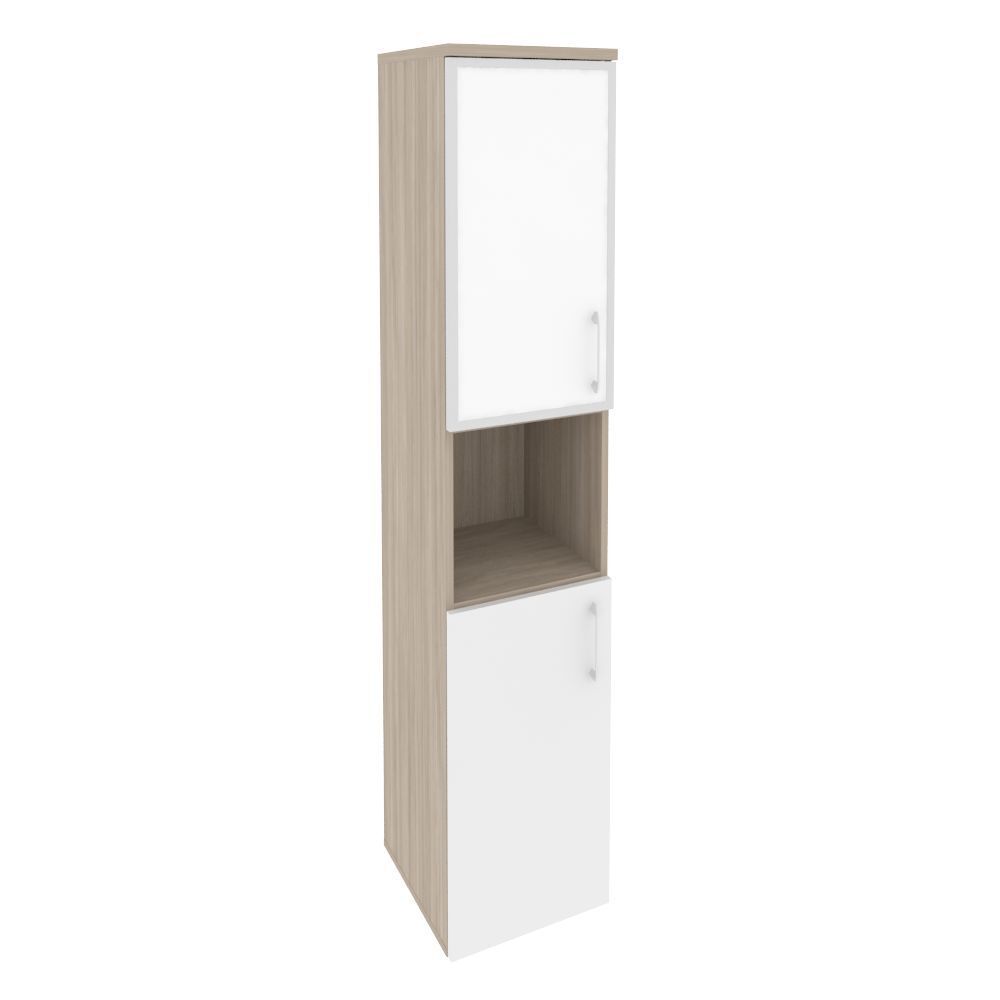 Шкаф высокий узкий левый (стекло белое)