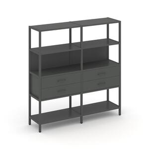 Двухсекционный стеллаж четырехярусный с ящиками