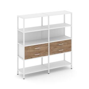 Двухсекционный стеллаж четырехярусный с ящиками