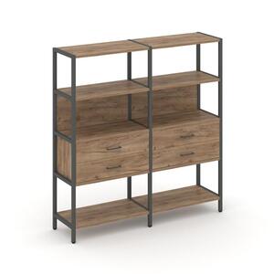 Двухсекционный стеллаж четырехярусный с ящиками