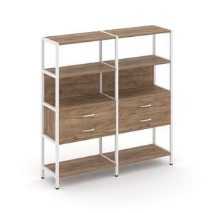 Двухсекционный стеллаж четырехярусный с ящиками