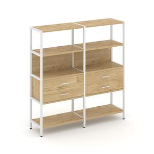 Двухсекционный стеллаж четырехярусный с ящиками