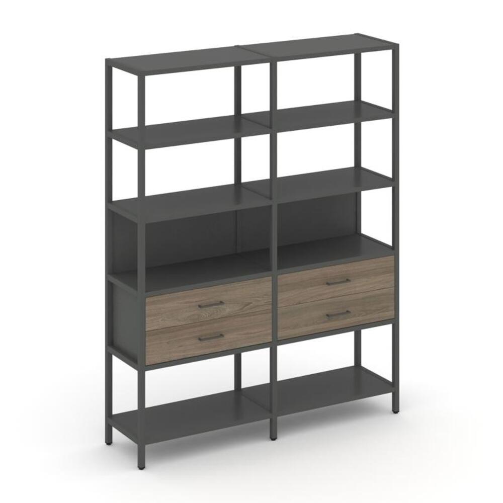 Двухсекционный стеллаж пятиярусный с ящиками