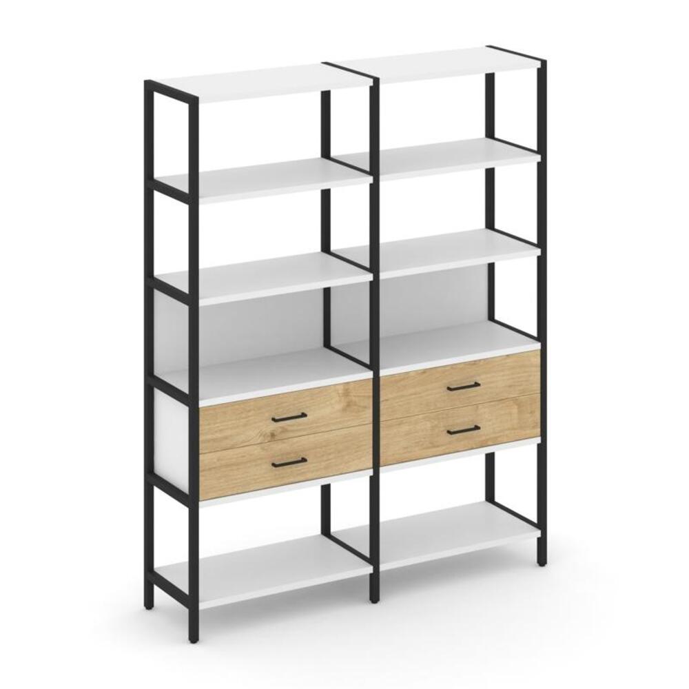 Двухсекционный стеллаж пятиярусный с ящиками