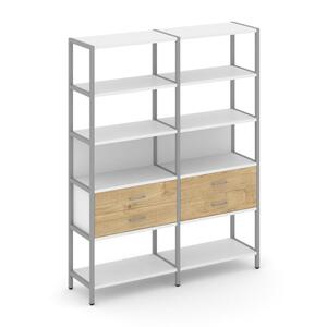 Двухсекционный стеллаж пятиярусный с ящиками