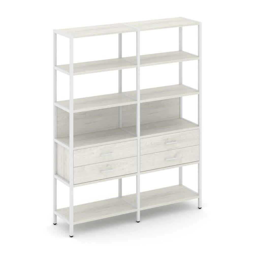 Двухсекционный стеллаж пятиярусный с ящиками