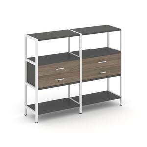 Двухсекционный стеллаж трехярусный с ящиками