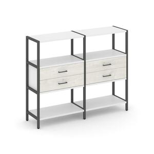 Двухсекционный стеллаж трехярусный с ящиками