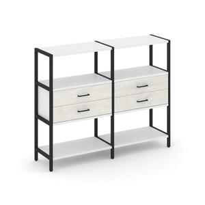 Двухсекционный стеллаж трехярусный с ящиками