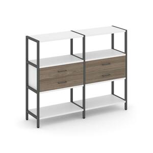 Двухсекционный стеллаж трехярусный с ящиками