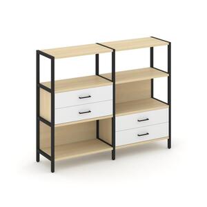 Двухсекционный стеллаж трехярусный с ящиками