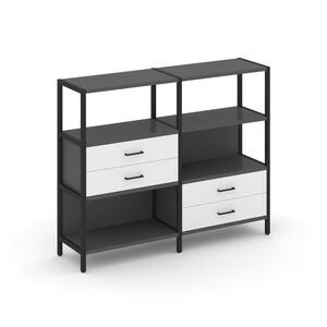 Двухсекционный стеллаж трехярусный с ящиками