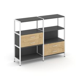 Двухсекционный стеллаж трехярусный с ящиками