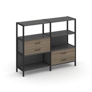 Двухсекционный стеллаж трехярусный с ящиками