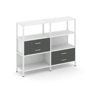 Двухсекционный стеллаж трехярусный с ящиками