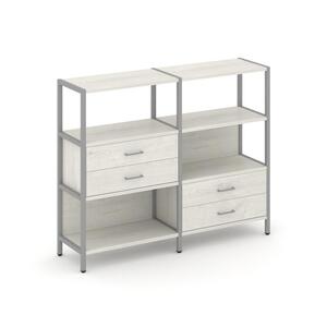 Двухсекционный стеллаж трехярусный с ящиками