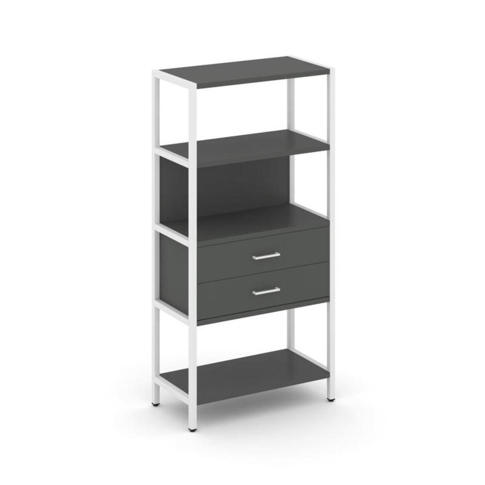 Односекционный стеллаж четырехярусный с ящиками