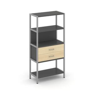 Односекционный стеллаж четырехярусный с ящиками