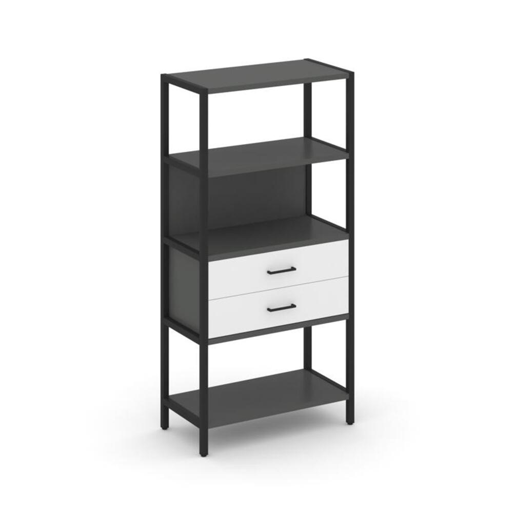 Односекционный стеллаж четырехярусный с ящиками