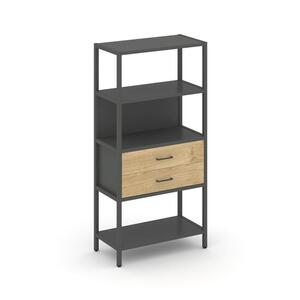 Односекционный стеллаж четырехярусный с ящиками