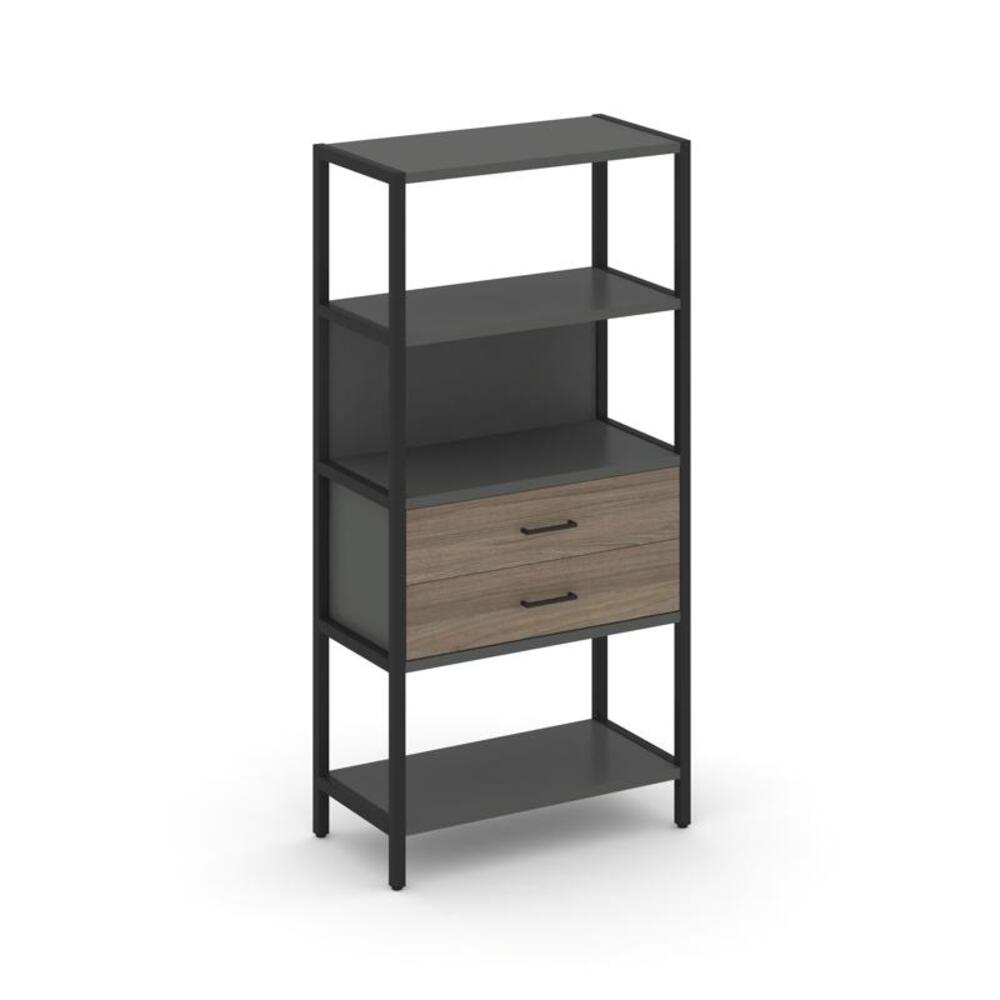 Односекционный стеллаж четырехярусный с ящиками