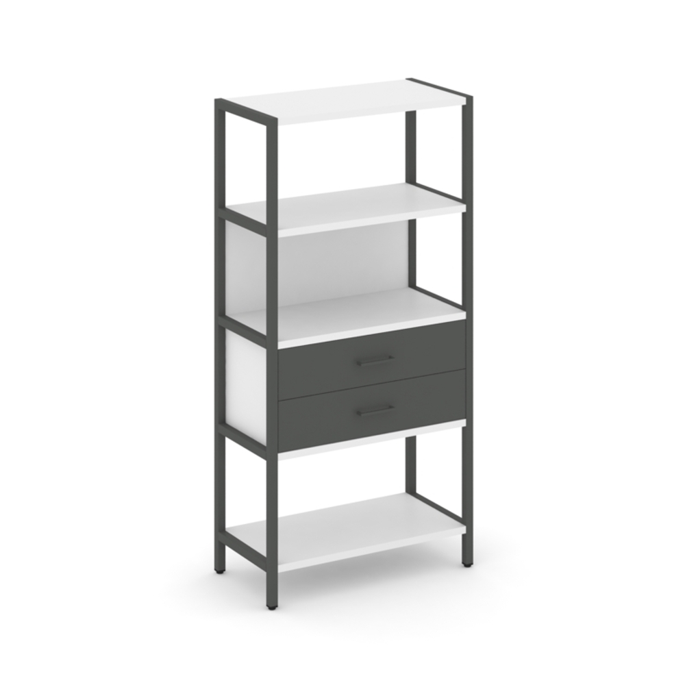 Односекционный стеллаж четырехярусный с ящиками