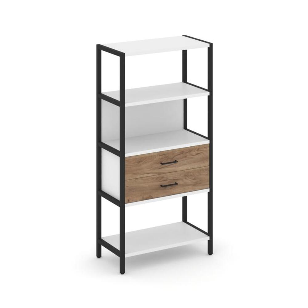 Односекционный стеллаж четырехярусный с ящиками