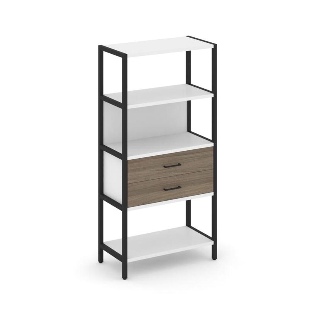 Односекционный стеллаж четырехярусный с ящиками