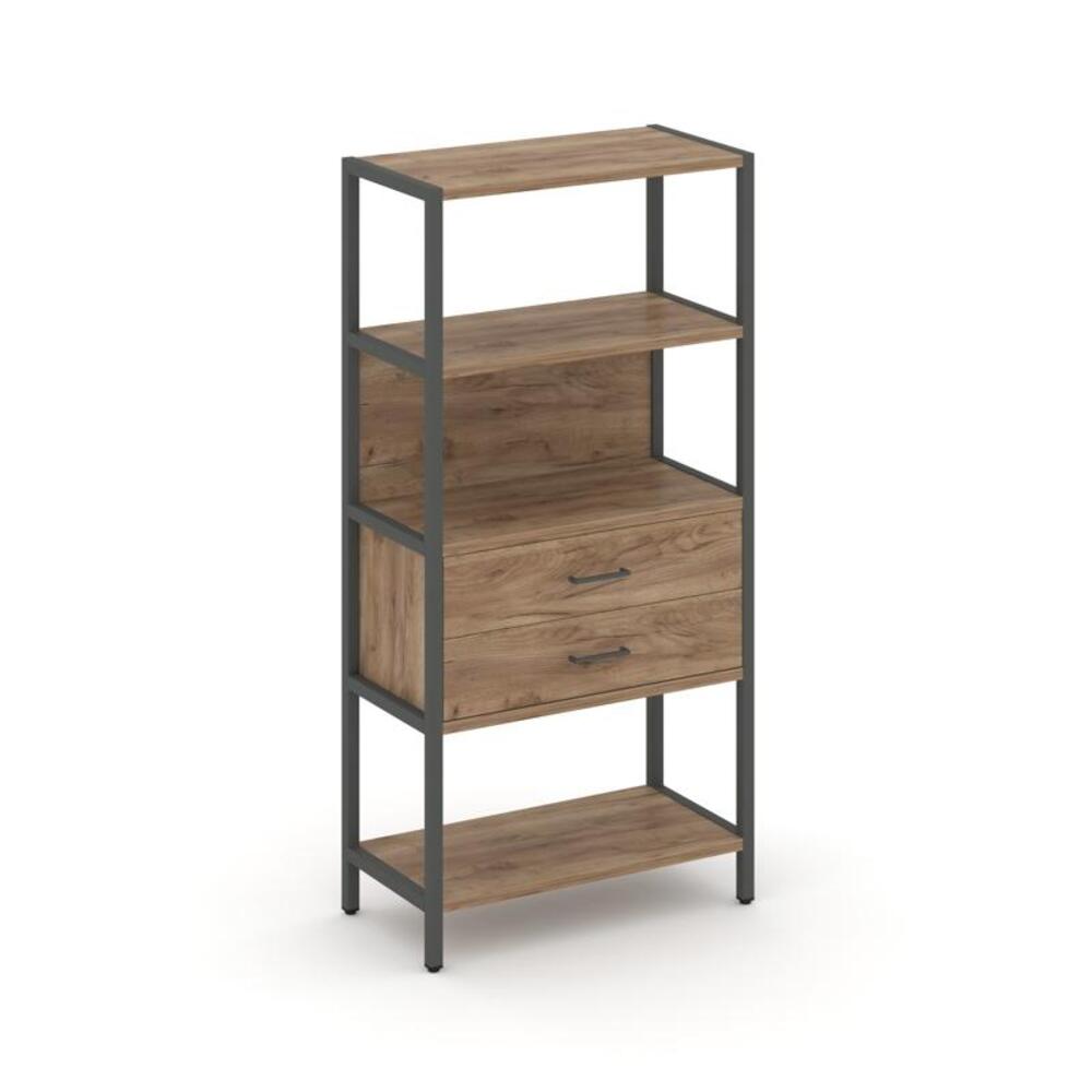 Односекционный стеллаж четырехярусный с ящиками