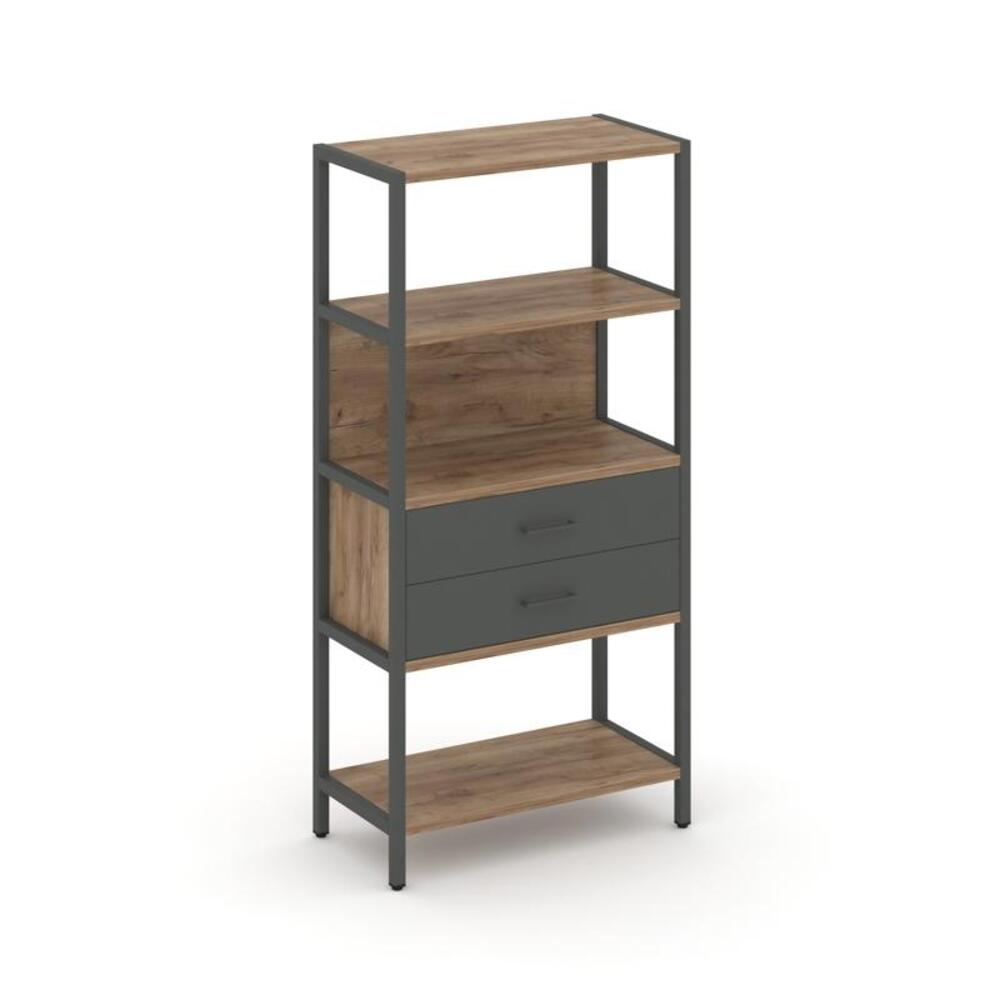 Односекционный стеллаж четырехярусный с ящиками