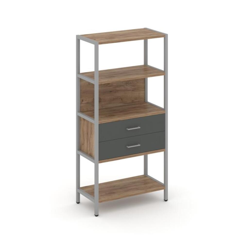 Односекционный стеллаж четырехярусный с ящиками