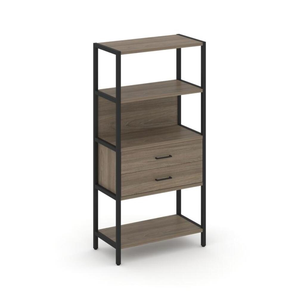 Односекционный стеллаж четырехярусный с ящиками