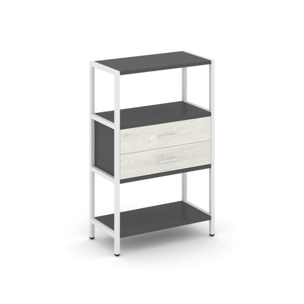 Односекционный стеллаж трехярусный с ящиками