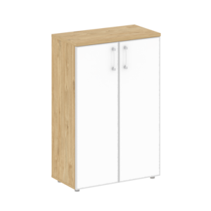 Шкаф средний широкий (2 средних фасада стекло лакобель белый в раме)