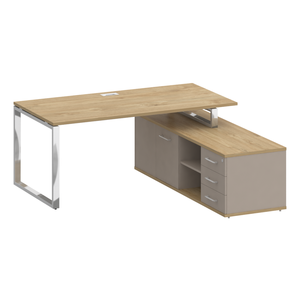 Стол руководителя с опорной греденцией, правый