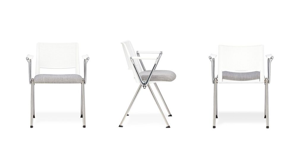 Стул на 4 хром. опорах, белый пластик, без столика