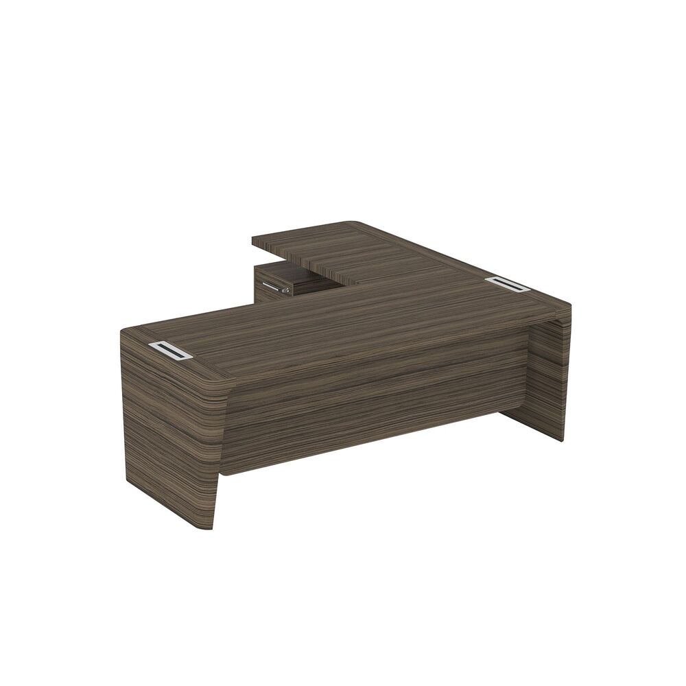 Стол для руководителя левый с приставкой на малой тумбе и фронтальной панелью