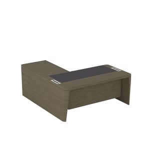 Стол для руководителя правый с кожаным бюваром, приставкой на малой тумбе и фронтальной панелью