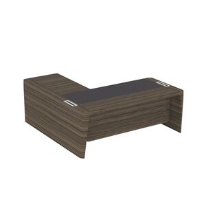 Стол для руководителя правый с кожаным бюваром, приставкой на малой тумбе и фронтальной панелью