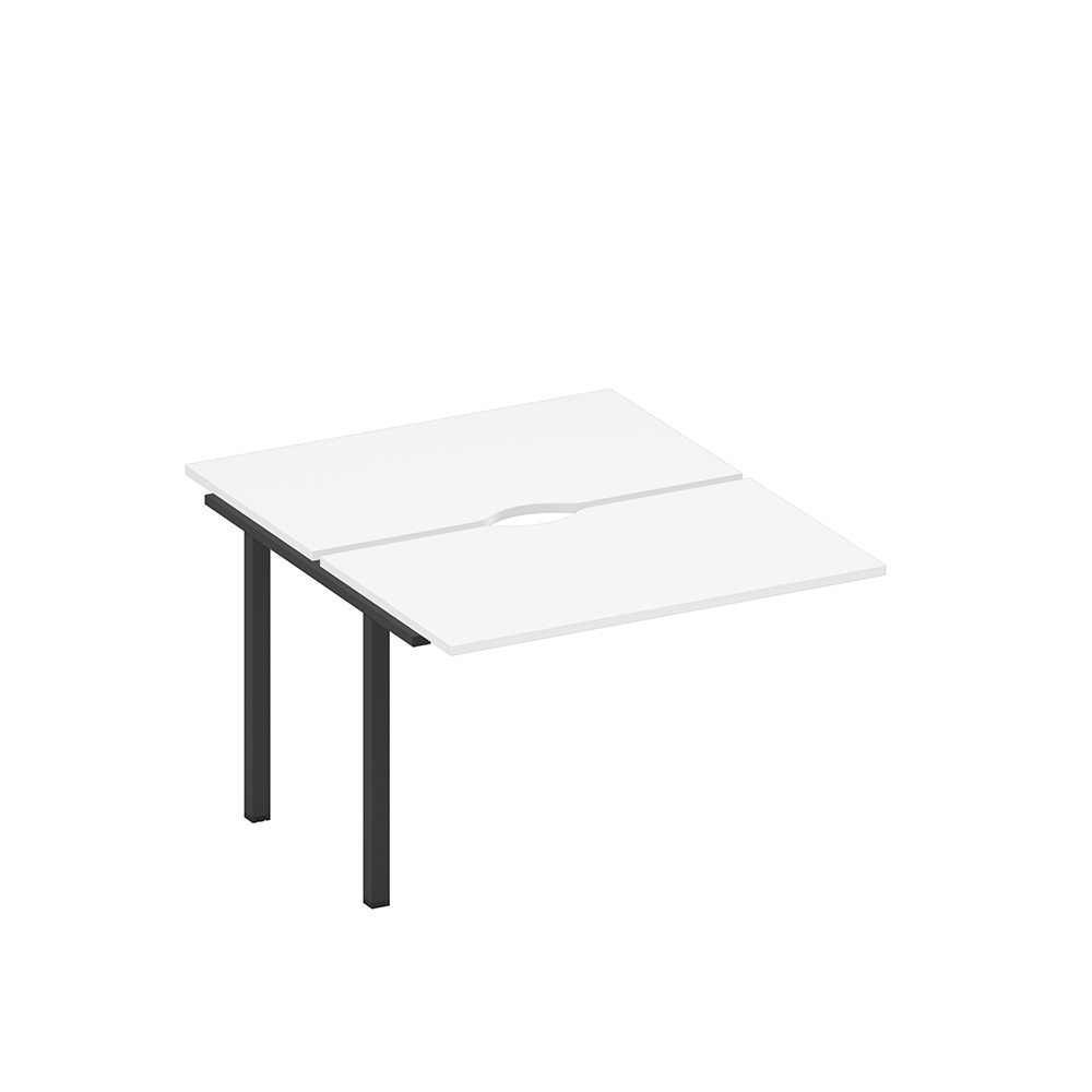 Секция стола рабочей станции на металлокаркасе, столешницы с вырезом