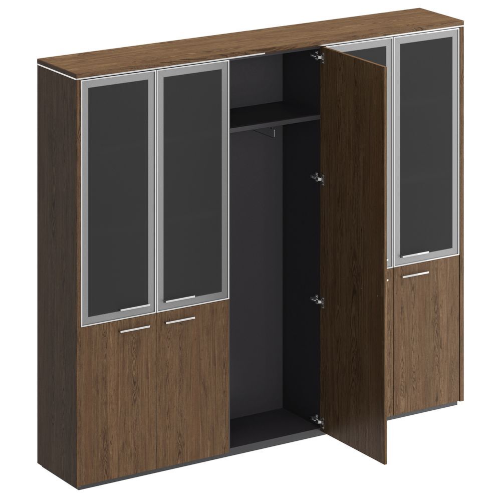 Шкаф комбинированный (со стеклом + для одежды узкий + со стеклом)